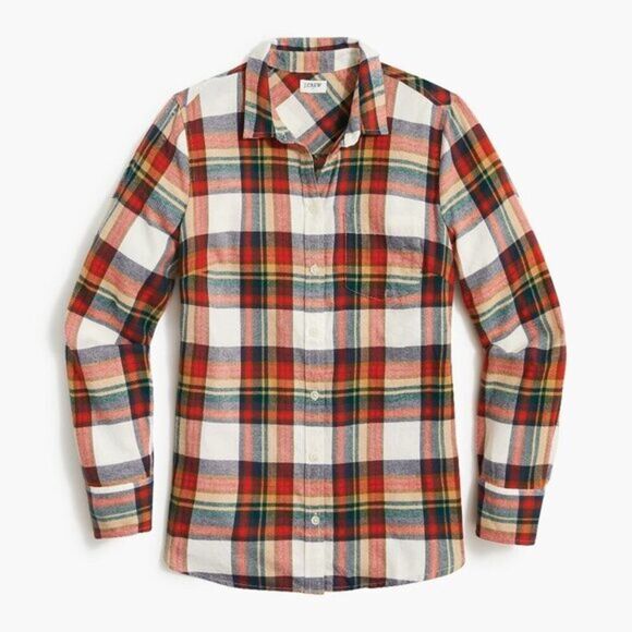 J Crew Women's Plaid Button Front Shirt Flannel 100% Cotton Size 3X - Picture 2 of 8